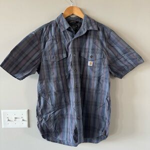 Carhartt Men's Gray Plaid Casual Shirt - Regular Fit